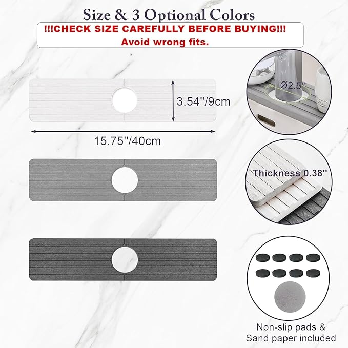 WIFORH Sink Faucet Mat, Quick Drying Stone Mat - Image 2