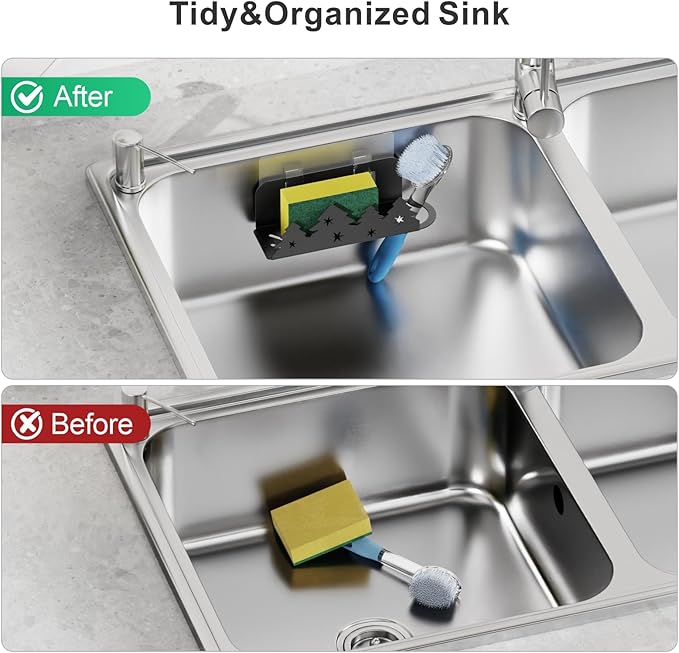 GSlife Expandable Dish Drying Rack and Sponge Holder Set, 2 Piece Large - Image 5