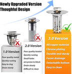 Bathroom Sink Drain Strainer, 3 in 1 Pop Up Bathroom Sink Stopper - Image 3