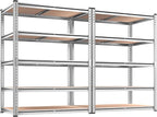 REIBII 2020LBS Garage Shelving Heavy Duty Metal Shelving 5 Tier Storage Shelves, Garage Shelves for Basement, Warehouse, Pantry, Closet, Kitchen, 72" H x 35.55" W x 16" D, Galvanized, 2 Pack by REIBII
