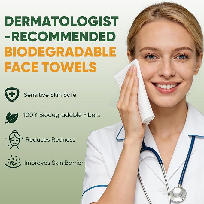 Face Towels Disposable 60 Count, 100% Viscose Fiber Double-Sided Facial - Image 5