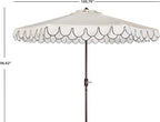 SAFAVIEH 9ft Outdoor Patio Umbrella, Round, Valance, Ivory & Black Trim, Auto Crank Tilt, UV Resistant for Deck, Backyard, Poolside (PAT8006E) - Image 3