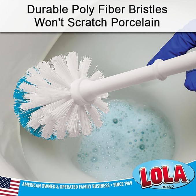 Toilet Brush and Holder Set, by LOLA, 6 Pack, Classic Version, Durable Bristles - Image 2