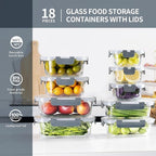 18 Pieces Glass Food Storage Containers - Image 4