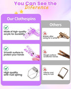 60PCS Purple Clothes Pins for Baby Shower Games Girl, Transparent Acrylic - Image 6