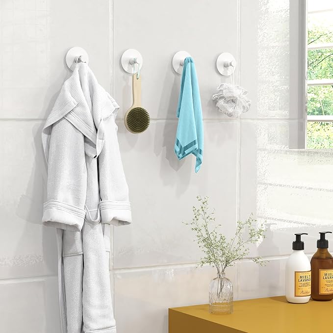 Adhesive Hooks for Walls No Damage 4 PCS, Heavy Duty Aluminum Strong Adhesive - Image 2