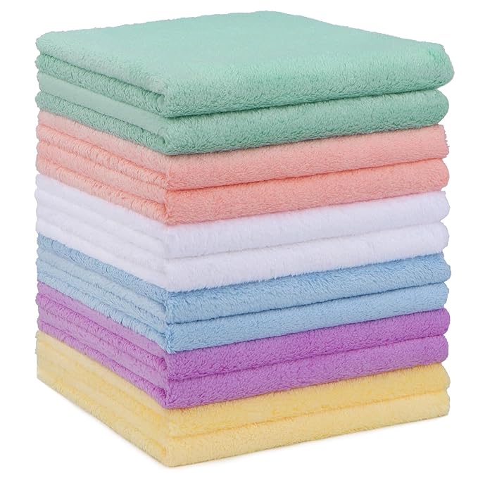 HOMEXCEL Baby Washcloths 12 Pack-Microfiber Baby Bath Face Towel 11.5 x 11.5 - Image 6
