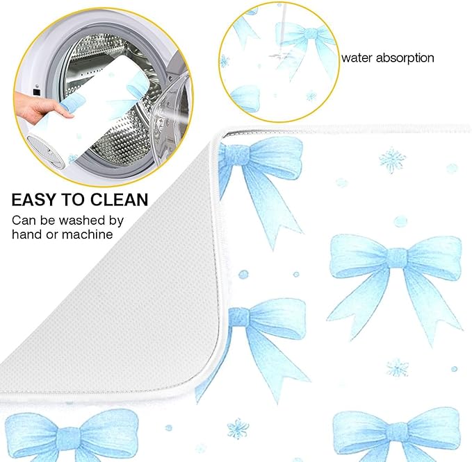 Blue Bow Ribbon Dish Drying Mat - Image 2