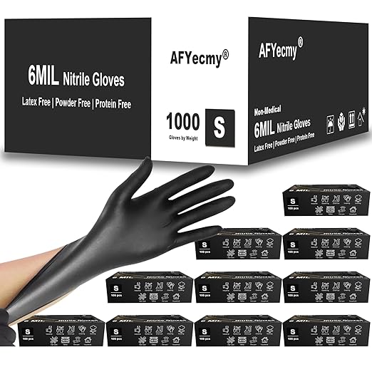 Disposable Nitrile Gloves, Chemical Resistant, Powder and Latex Free, Food Safe by AFYecmy