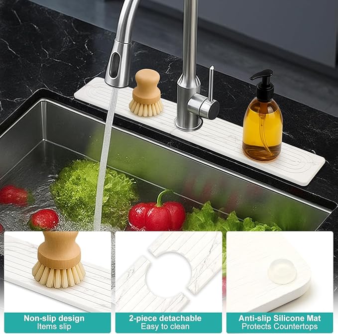 Drying Stone Faucet Mat for Kitchen Sink Trays Diatomite Quick Dry Around - Image 4