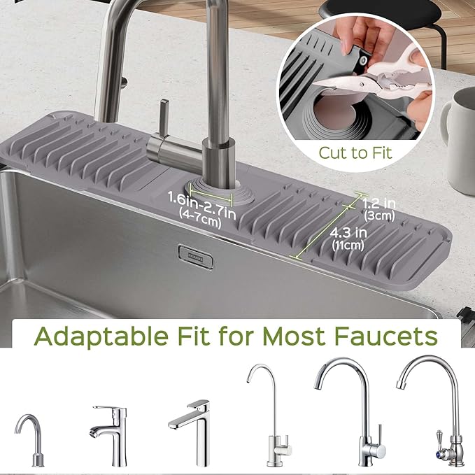 18 Inch Silicone Faucet Mat for Kitchen Sink Splash Guard – 2025 Upgraded - Image 5