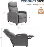 Sweetcrispy Massage Recliner Chair for Adults, Adjustable Home Theater Seating with Lumbar Support for Living Room, Modern Fabric Reclining, Cool Gray - Image 3