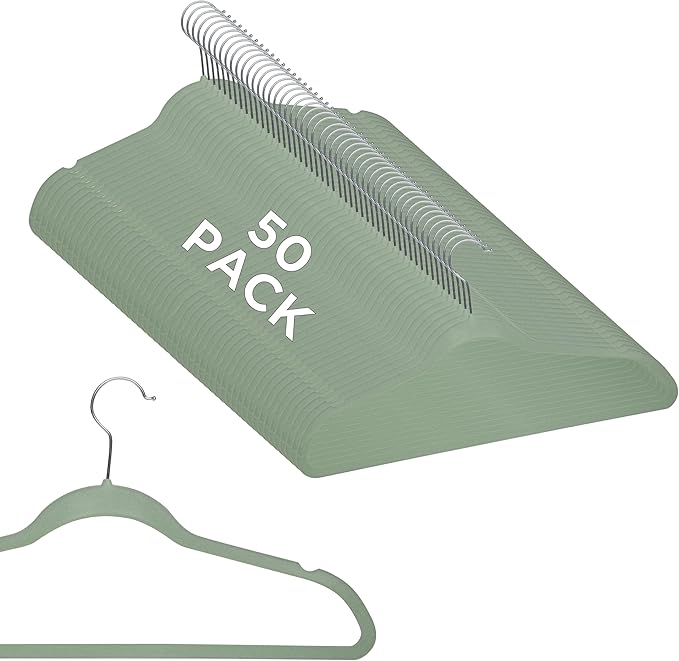 Simplify Slim Velvet Clothes Hangers | 50 Pack | Non-Slip | Shirts | Suit | by Simplify