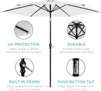 Best Choice Products 10ft Outdoor Table Compatible Steel Polyester Market Patio Umbrella w/Crank and Easy Push Button Tilt - Image 5