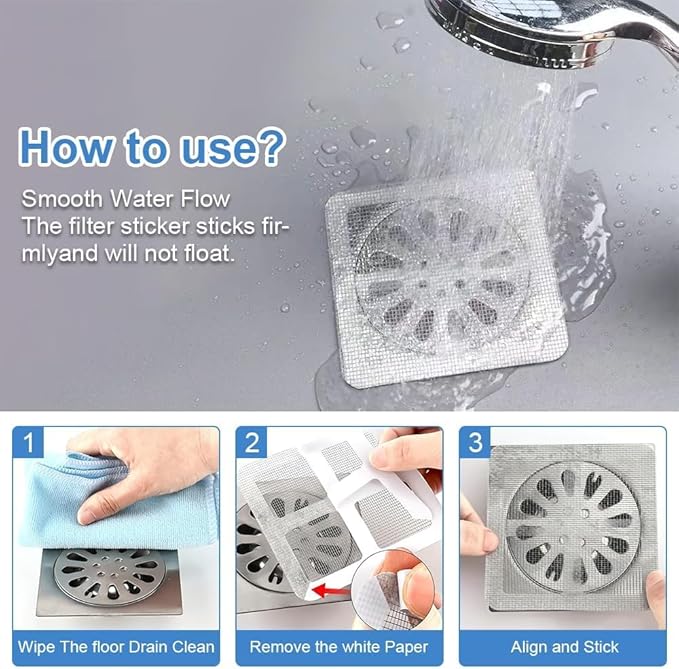 Disposable Shower Drain Cover Hair Catcher Shower Drain Mesh Stickers, - Image 7
