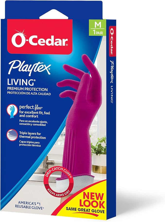 PLAYTEX Living Drip-Catch Cuff Gloves, Medium 1 Pair by Playtex
