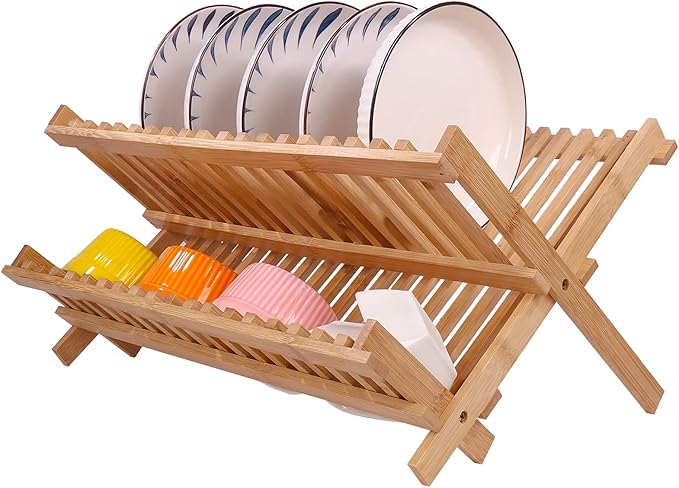 SZUAH Collapsible Bamboo Dish Drying Rack by SZUAH