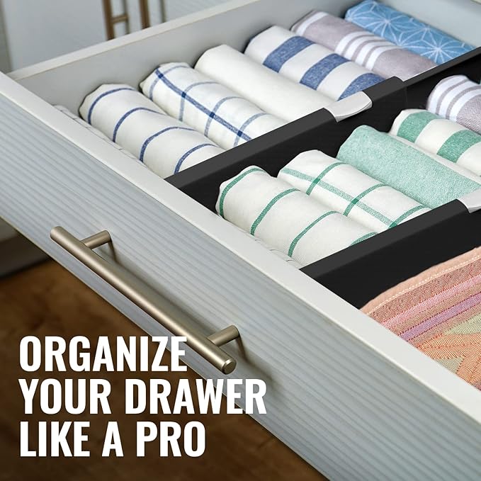 RAPTUROUS Adjustable Drawer Dividers 6 Pack, 4” High, 15.5-21” Long, Dresser - Image 3