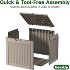 EasyUp 31 Gallon Outdoor Storage Box, Resin Waterproof UV-Resistant Deck Box, Reinforced Stability for Patio, Garden, and Poolside, Rattan Gray - Image 7