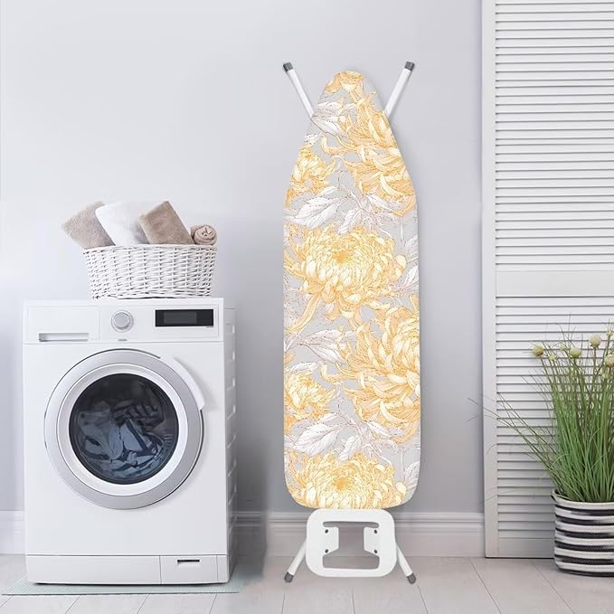Chrysanthemums Flowers Ironing Board Cover 52-55 x 13-16 Inch, Sketch Golden - Image 3
