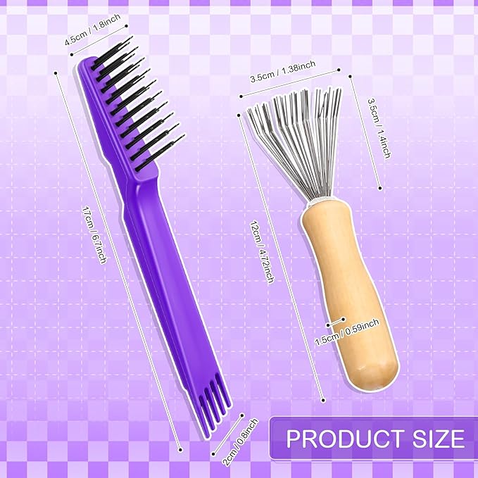 Boao 2 Pieces Hair Brush Cleaning Tool Comb Cleaner Brush Mini Comb Cleaning - Image 3