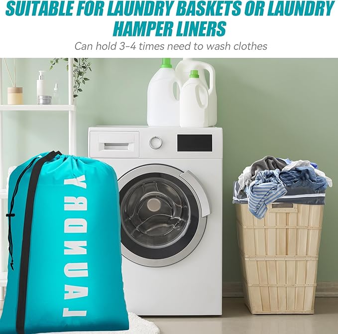 Heavy Duty Laundry Bag with Strap, 2 Pack Travel Laundry Bags - Image 5