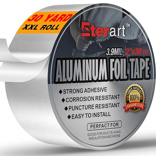 Aluminum Foil Duct Tape Heavy Duty, High Temperature Sealing and Patching by Eterart