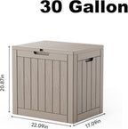 30 Gallon Outdoor Deck Box, Lockable Waterproof Outdoor Storage Boxes For Garden Tools,Indoor Cushions,Accessories Outside Storage Resin Weatherproof Container(Grey) - Image 2