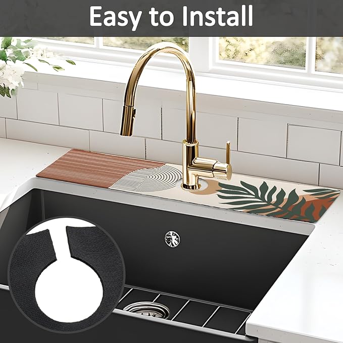 2PCS 24" X 5.5" Kitchen Sink Splash Guard Faucet Mat Boho Super Absorbent Fast - Image 5