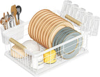 Dish Drying Rack White with Diatomaceous Earth 1 Tier, Large Capacity Space by IBEDMAZIE