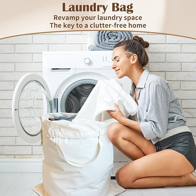 Canvas Laundry Bag 33"Wx 35"H, Thick Canvas Laundry Bag - Image 7