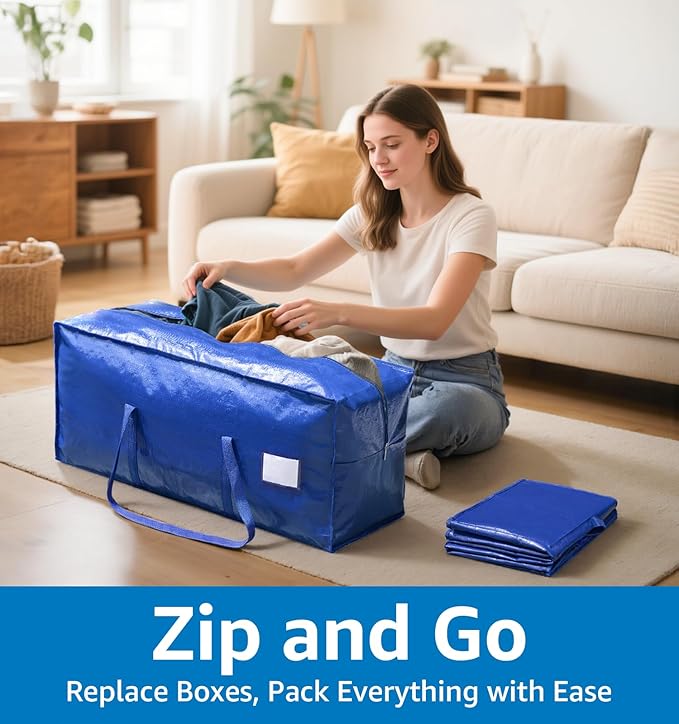 6 Pack Large Moving Bags Heavy Duty – Reusable Storage Bags - Image 3