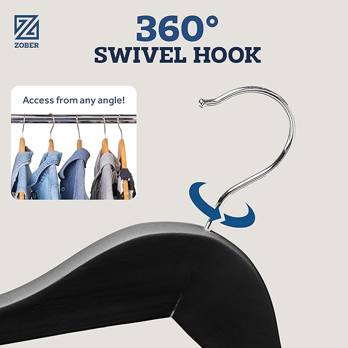 ZOBER Black Wooden Hangers - Image 5