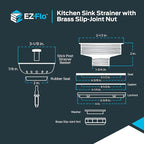 EZ-FLO Kitchen Sink Strainer Fits 3-1/2 Inch Opening, Sink Drain Assembly - Image 6