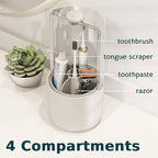 Toothbrush Holder with Cover 360 Rotating 4 Compartments Bathroom Toothpaste - Image 6