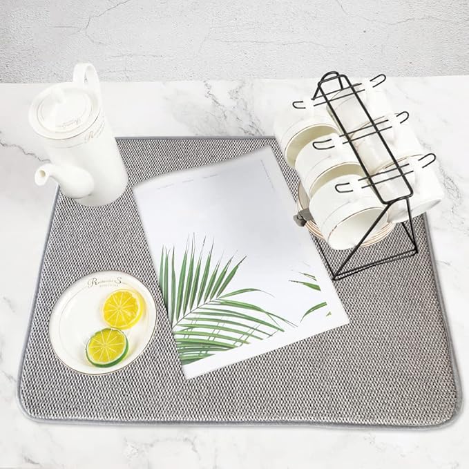2Pack Large Dish Drying Mat for Kitchen Counter, 24 x 17 Inch Microfiber - Image 7