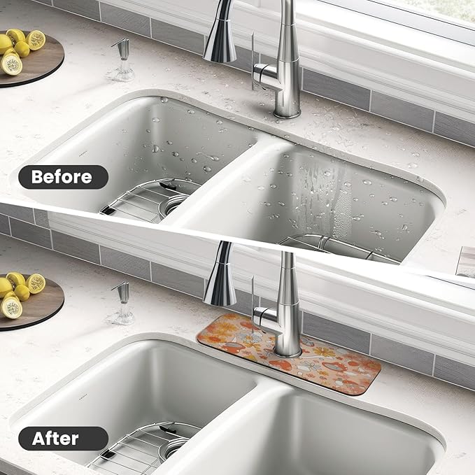 Mushroom Magic Retro Floral Bold Kitchen sink faucet pad, strong water - Image 4