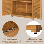 Outvita Outdoor Storage Cabinet, 63in Wooden Garden Tools Shed with 2 Lockable Doors, 3 Adjustable Shelves, Waterproof Roof for Yard Garge Patio Deck Porch, Natural - Image 3