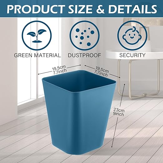 Hoolerry 9 Pieces Garbage Can 2 Gallon Small Trash Cans Bulk Bathroom Trash Bin - Image 2