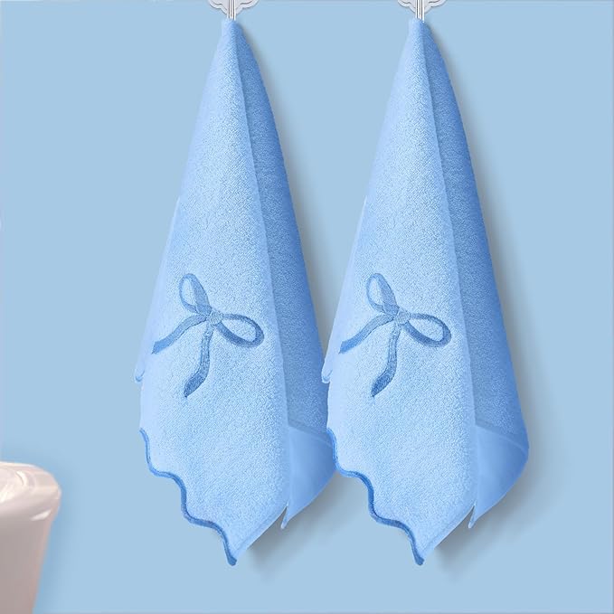 2 Pcs Blue Scalloped Hand Towels - Image 5
