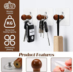 10Pcs Wood Wall Hooks, Natural Wooden Coat Hooks Wall Mounted, Rustic - Image 3