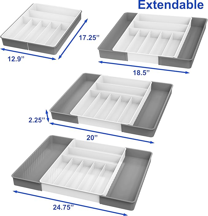 Simple Houseware Expandable Kitchen Drawer Flatware Organizer - Image 2