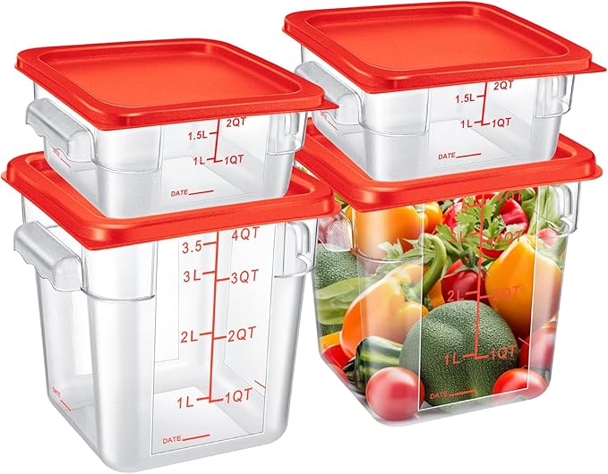 Barydat 4 Pcs Square Food Storage Containers by home