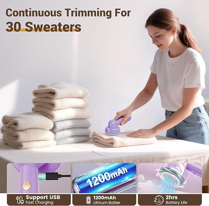 DBC Rechargeable Fabric Shaver and Lint Remover, 2.7" Sweater Shaver - Image 5