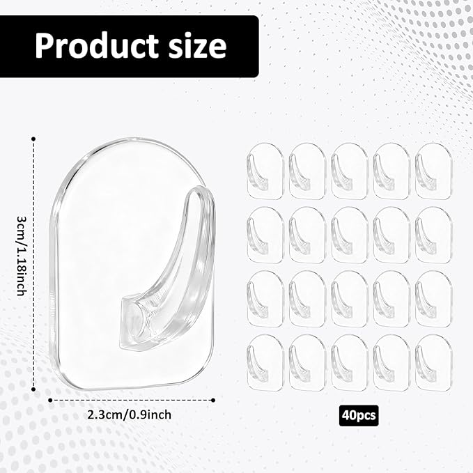 cobee 40 Pcs Clear Adhesive Wall Hooks - Image 2