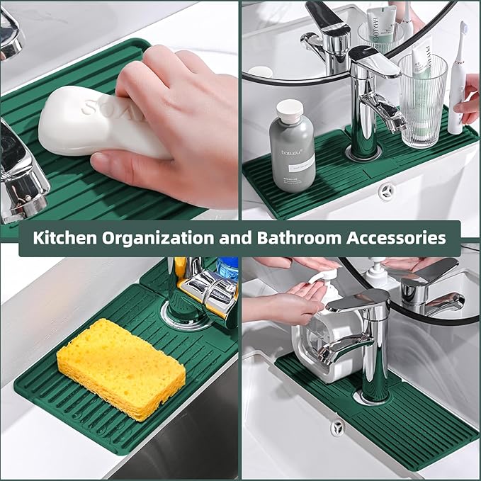 Faucet Mat for Kitchen Sink, Silicone Faucet Handle Drip Catcher Tray, Drying - Image 4