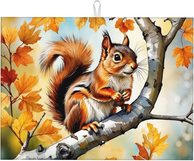 Squirrel on Tree Dish Drying Mats by Unknown