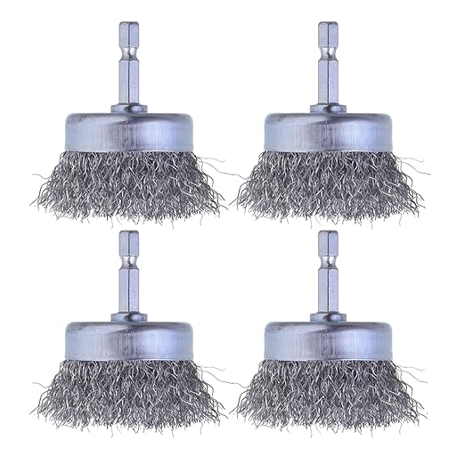4 Pcs Wire Cup Brush Set for Drill, 1/4 Inch Hex Shank, 0.010 Inch Coarse by WENORA