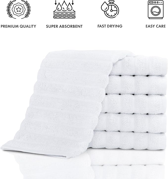 Classic Turkish Towels CTT Luxurious 100% Turkish Cotton Washcloths 6 Pack - Image 4