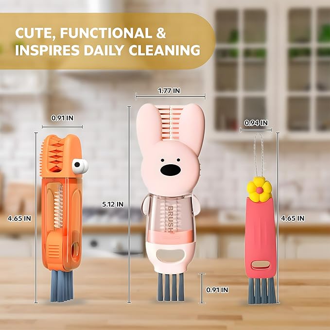 Cup Lid Cleaning Brush, 3 in 1 Cup Cleaner Brush New Multifunctional Lid - Image 3